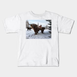 Scottish Highland Cattle Cow and Calf 1873 Kids T-Shirt